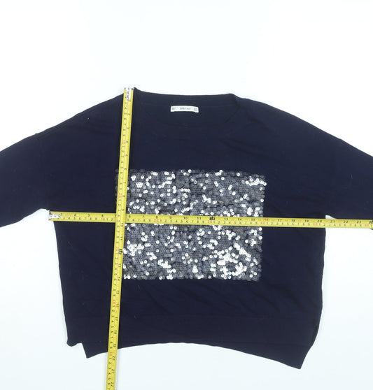Womens UK Size M Zara Blue Pullover Jumper