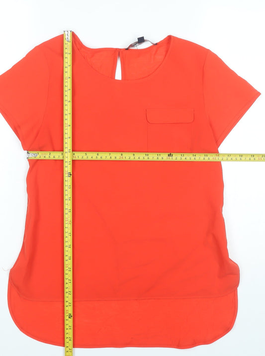French Connection Women’s Red Tunic Blouse Size S Short Sleeve