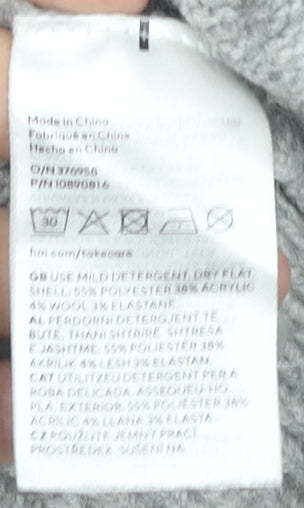 H&M Women Grey V-Neck Cardigan Jumper Long Sleeve Size S