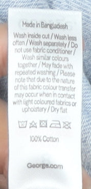 George Women’s Blue Puff Sleeve A-Line Cotton Denim Dress Size 8