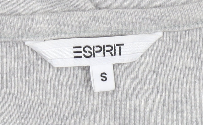 Esprit Womens Grey Cotton V-Neck T-Shirt Size S Short Sleeve