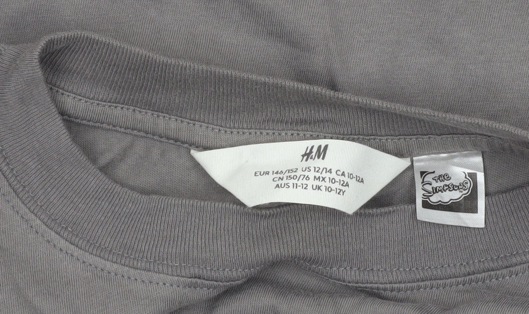 H&M Boys Grey Simpsons T-Shirt 11-12Y Graphic Print Kang Kodos Casual