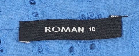 Womens UK Size 18 Roman Blue Cropped Blouse