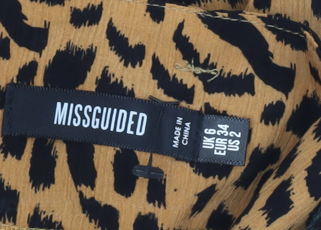 Missguided Women Brown Leopard Print High Rise Skirt Size 6