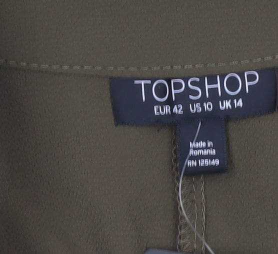 Womens UK Size 14 Topshop Green Tunic Blouse