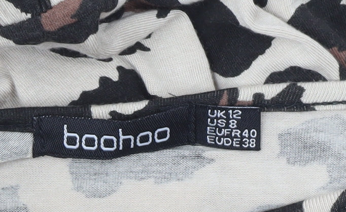 Boohoo Women’s Beige Leopard Print Swing Dress Size 12