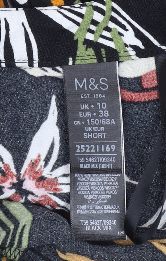 Womens UK Size 10 Marks and Spencer Relaxed Fit Wide-Leg Multicoloured Trousers