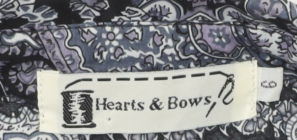 Womens UK Size M Hearts & Bows Black Cropped Blouse