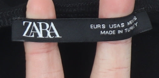 Zara Women Black Off Shoulder Ruffle Bodysuit Size S