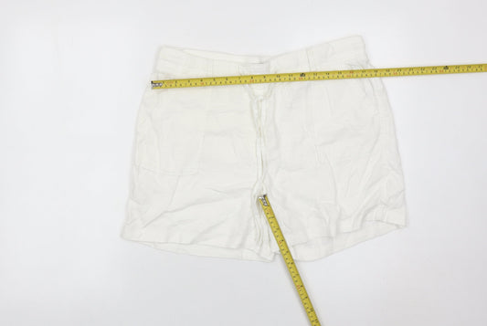 Marks and Spencer Women’s White Linen Blend Utility Shorts Size 14