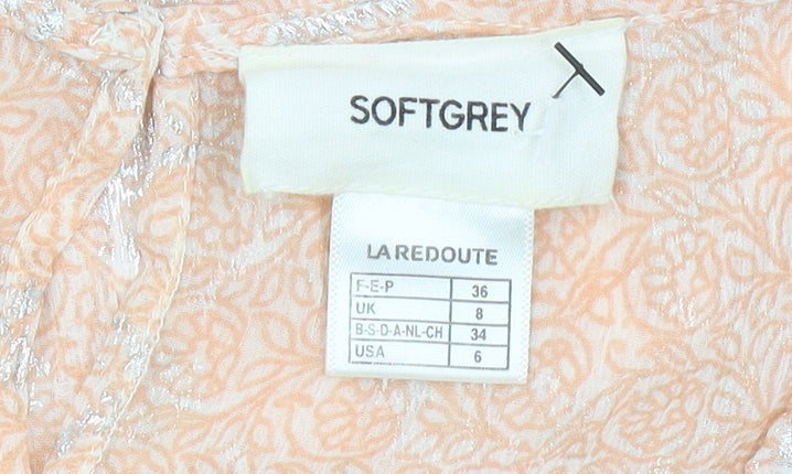 Softgrey Women Peach Floral Crochet Tank Top Size 8 Summer Casual
