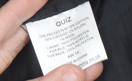 Quiz Women Grey Tweed Shawl Collar Blazer Jacket Size 10