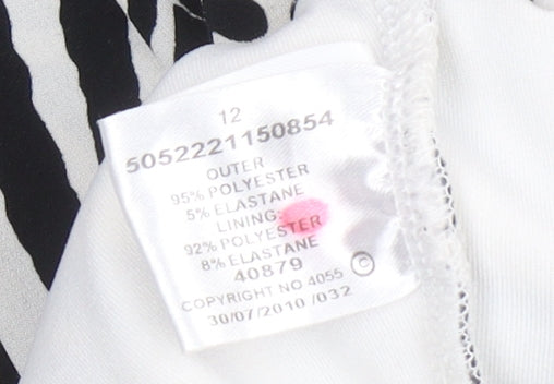 Jane Norman Women’s Black White Animal Print Bodycon One Shoulder Dress Size 12