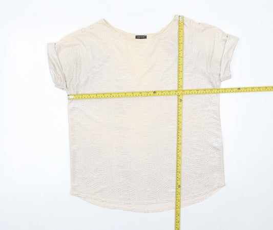 Womens UK Size 12 River Island Beige Basic T-Shirt