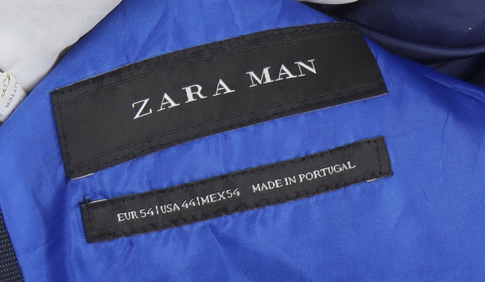 Mens UK Size 44 Zara Man Regular Blue Suit Jacket