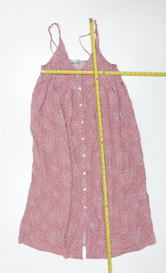Pull&Bear Women’s Pink Polka Dot Slip Dress Size 12 Viscose