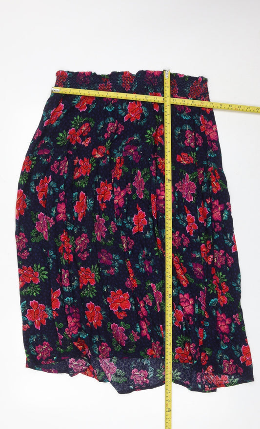 Isle Collection Women’s Multicoloured Floral Viscose Midi Peasant Skirt Size 16