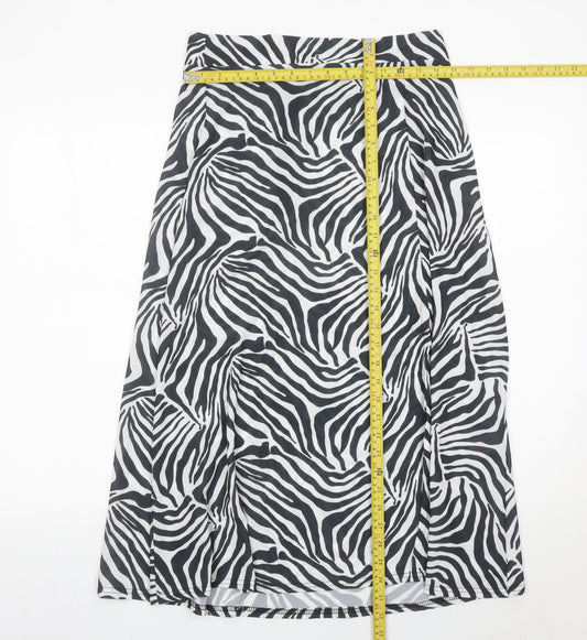 PrettyLittleThing Women’s Zebra Print Midi Skirt Size 12 A-Line