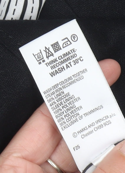 Marks and Spencer Womens Black Linen Blend Blazer Jacket UK 16