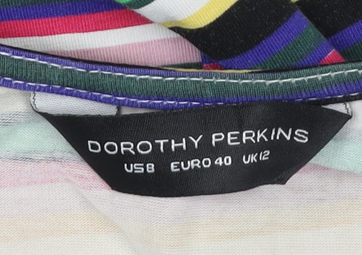 Dorothy Perkins Women’s Multicoloured Striped Skater Dress UK 12