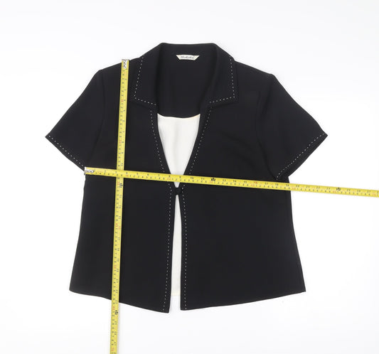 Berkertex Women Black Collared Blouse Size 16 Short Sleeve Workwear