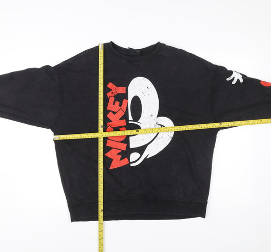 Disney Primark Women’s Black Mickey Mouse XS Sweatshirt Cotton Blend