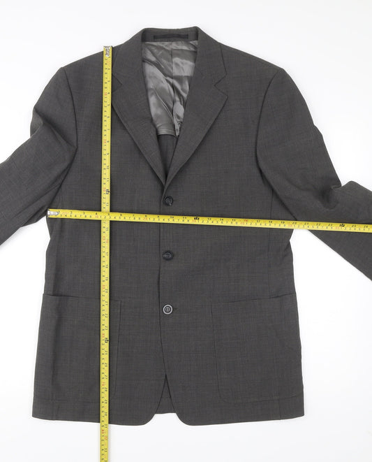 Tom English Mens Grey Wool Blend Blazer Jacket Size 40 Regular