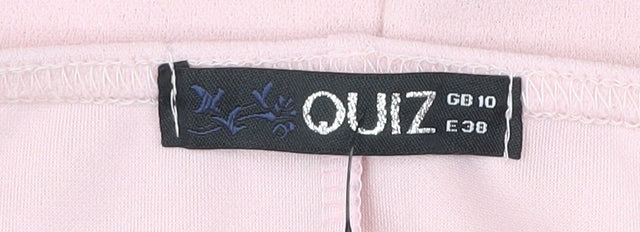 Quiz Women’s Pink Off Shoulder Bodycon Dress Size 10 Flared Sleeve