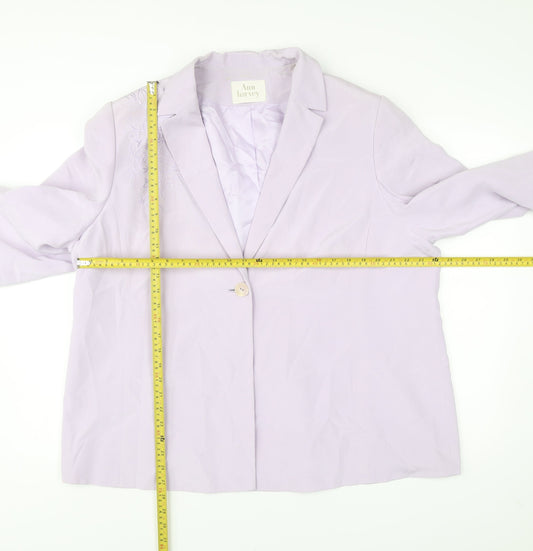 Ann Harvey Womens Purple Silk Plus Size 22 Single Breasted Suit Jacket