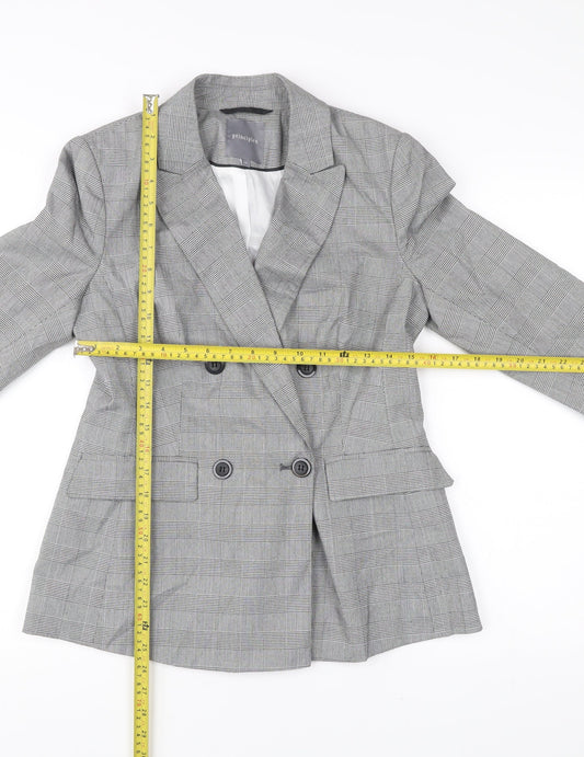Principles Women Grey Check Double-Breasted Suit Jacket Size 10