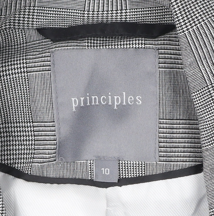 Principles Women Grey Check Double-Breasted Suit Jacket Size 10