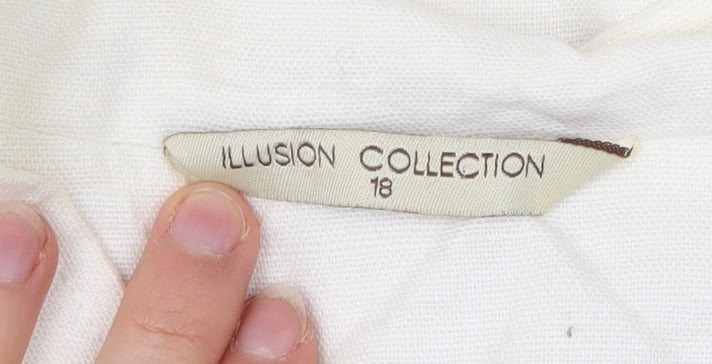 Illusion Collection Women’s White Blazer Size 18 Embroidered Tie Waist