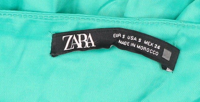 Zara Women Green Halter Wide-Leg Sleeveless Jumpsuit Size S