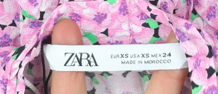 Womens UK Size XS Zara Pink Cropped Blouse