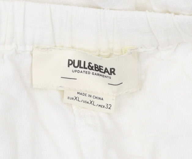Pull&Bear Women’s White XL Linen Blend Knee Length Skirt