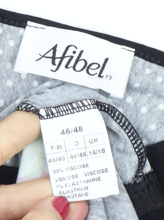 Womens UK Size 16/18 Afibel Black Tunic Blouse