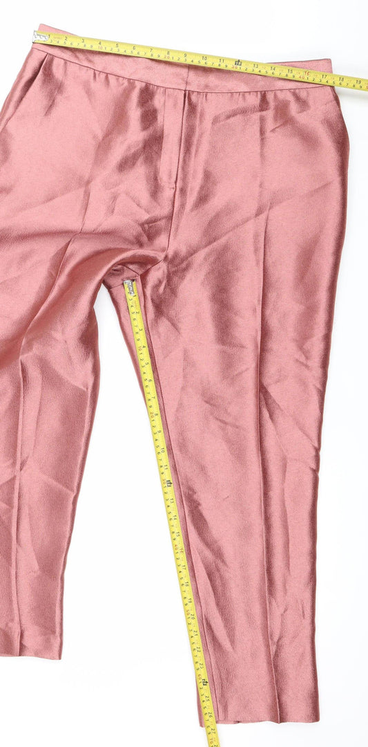 Next Women Pink Satin Straight Leg Formal Trousers Size 16