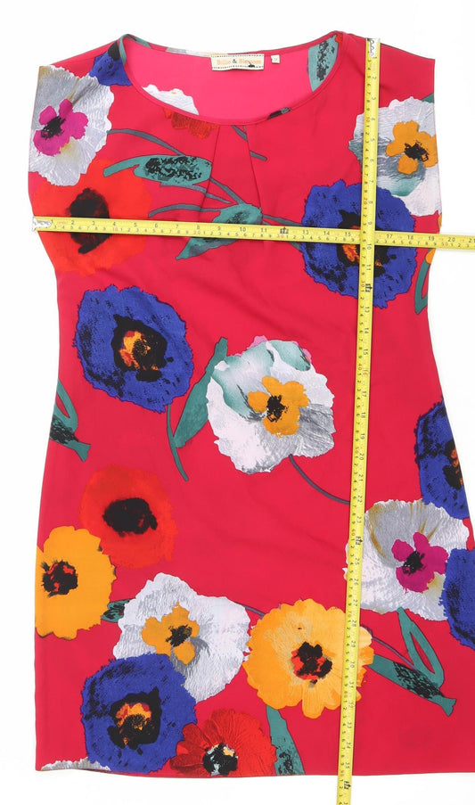 Billie & Blossom Women’s Red Floral Shift Dress Size 12 Knee Length