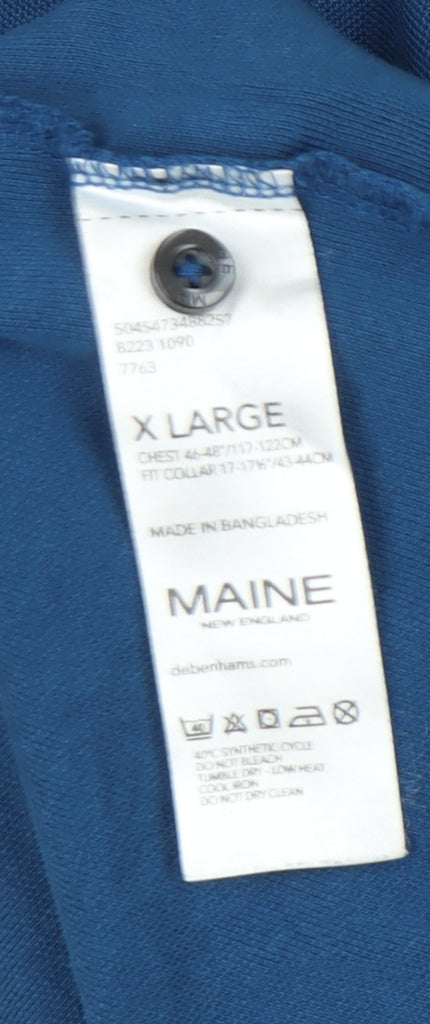 Maine New England Men's Blue Cotton Polo Shirt XL Tailored Fit