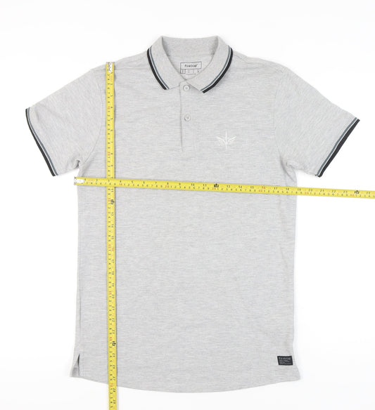 Firetrap Men’s Grey Polo Shirt S Short Sleeve Cotton Blend