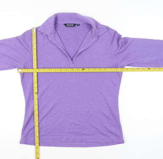 Maine New England Women’s Purple Polo Top Size 12 3/4 Sleeve Viscose Blend