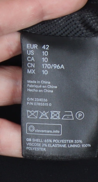 H&M Womens Black Blazer Jacket UK 14 Smart Workwear One Button