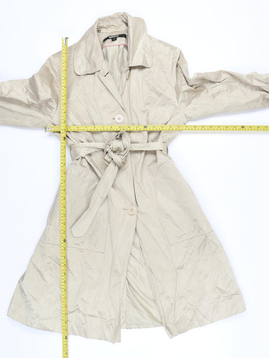 DKNY Womens Beige Trench Coat M Belted Classic Mid-Length