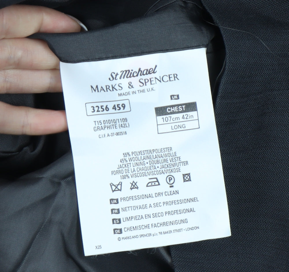 Mens UK Size 42 Marks and Spencer Regular Grey Suit Jacket