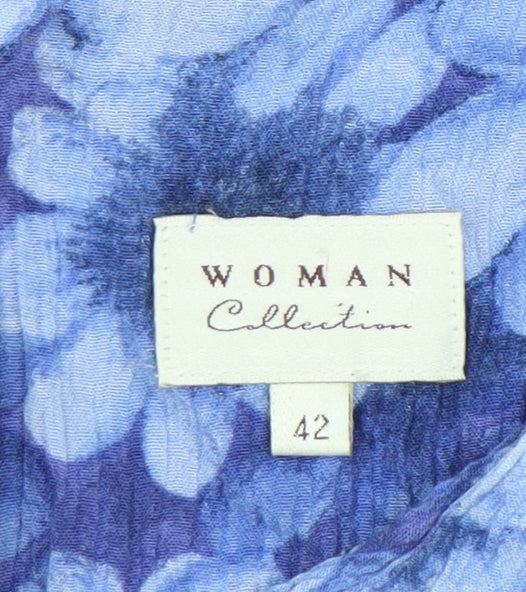 Woman Collection Women's Blue Floral Sheath Dress Size 14