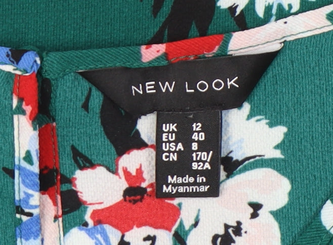 New Look Women’s Green Floral Cold Shoulder Blouse UK 12