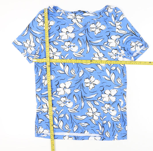Bonmarché Women’s Blue Floral Cotton Short Sleeve T-Shirt Size 18