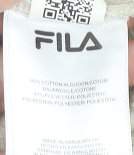 FILA Womens Beige Pullover Sweatshirt Size S Logo Crew Neck Casual