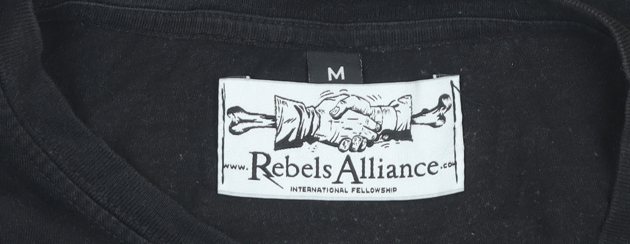 Rebels Alliance Men’s Black Graphic Biker T-Shirt Size M