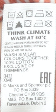 Marks and Spencer Men's Orange Striped Cotton Polo Shirt M Regular